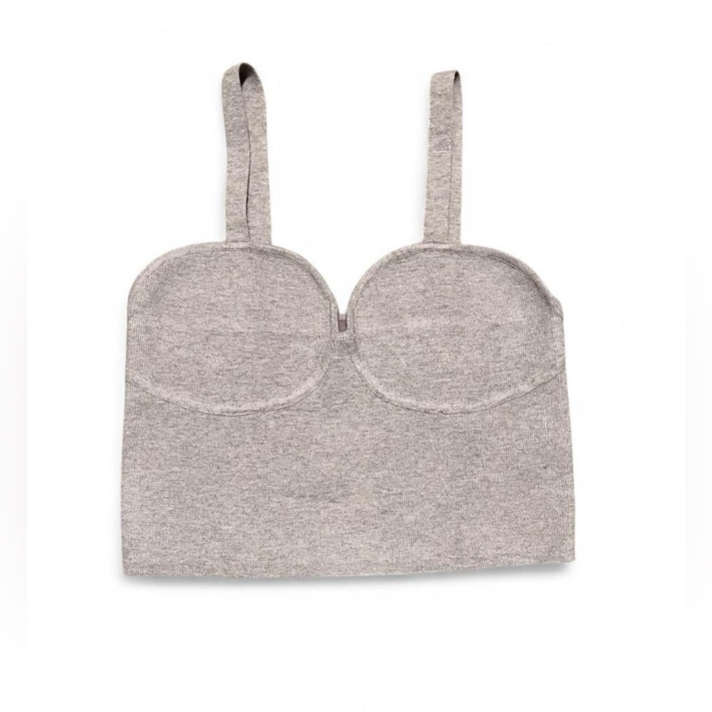H&M Beige Wool-Blend Crop Top Women’s Bralette Minimalist Neutral – Size Medium